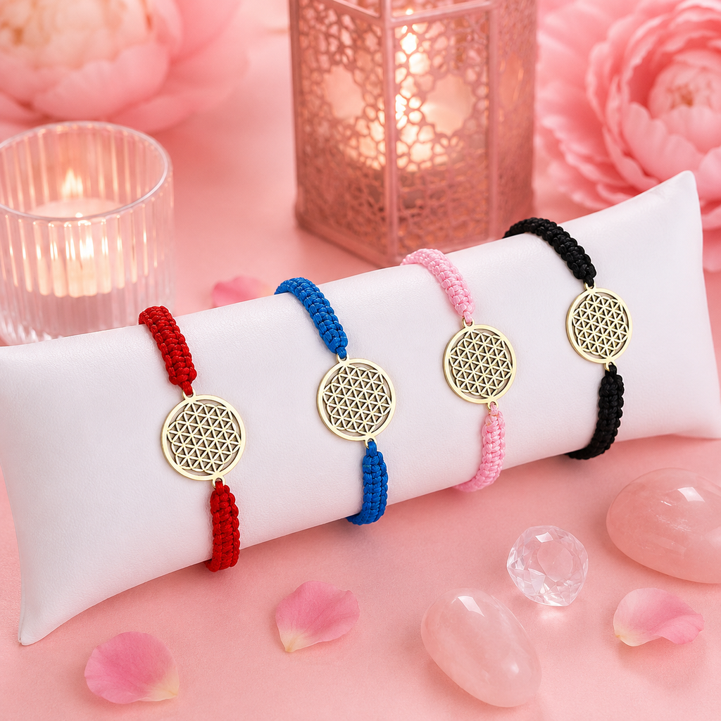 Bracelet Fleur de Vie macramé - Plaqué or 18K