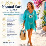 Kaftan - Turquoise avec or & blanc, Grand œil porte-bonheur
