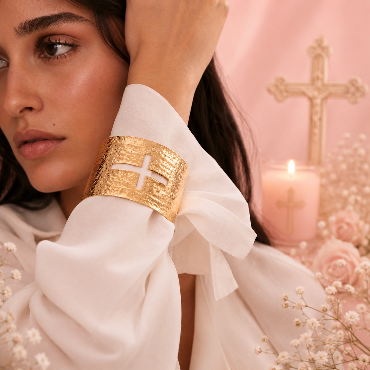 Bracelet Manchette Croix – Foi & Force