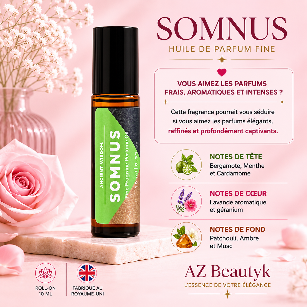 SOMNUS - Huile de parfum fine Roll-on - 10 ml