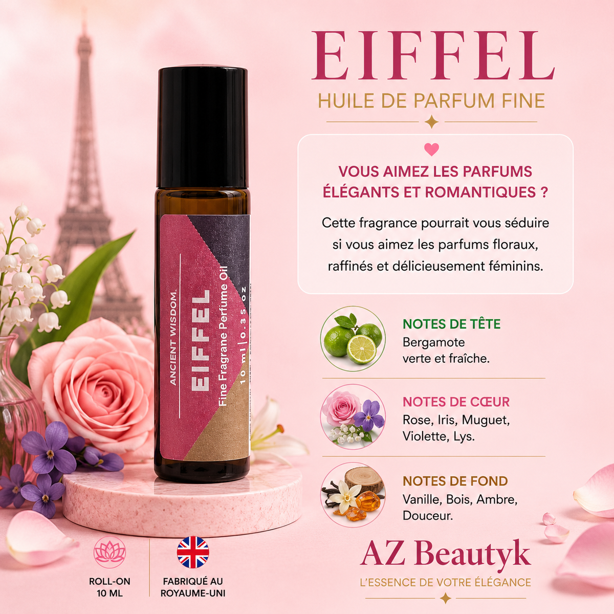EIFFEL - Huile de parfum fine Roll-on - 10 ml