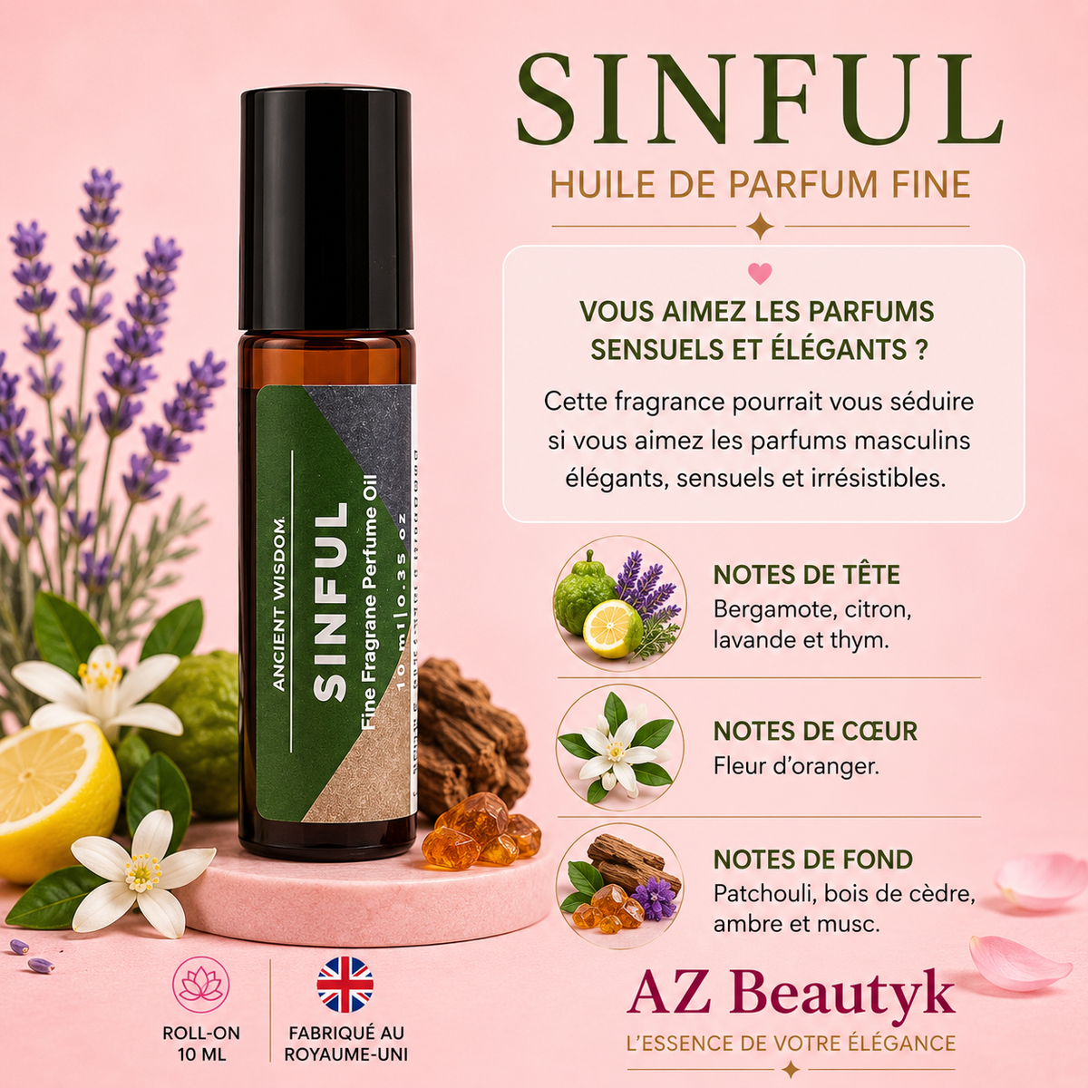SINFUL - Huile de parfum fine Roll-on - 10 ml