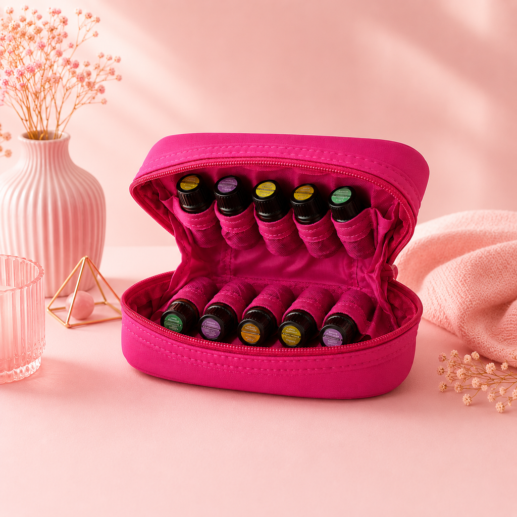 Trousse de rangement pour huiles essentielles - 10 flacons - Noir ou rose