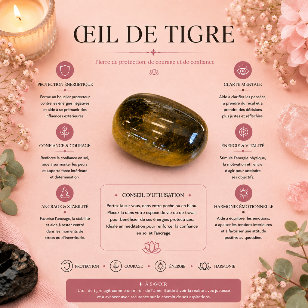 Pierre roulée Œil de tigre - Taille L