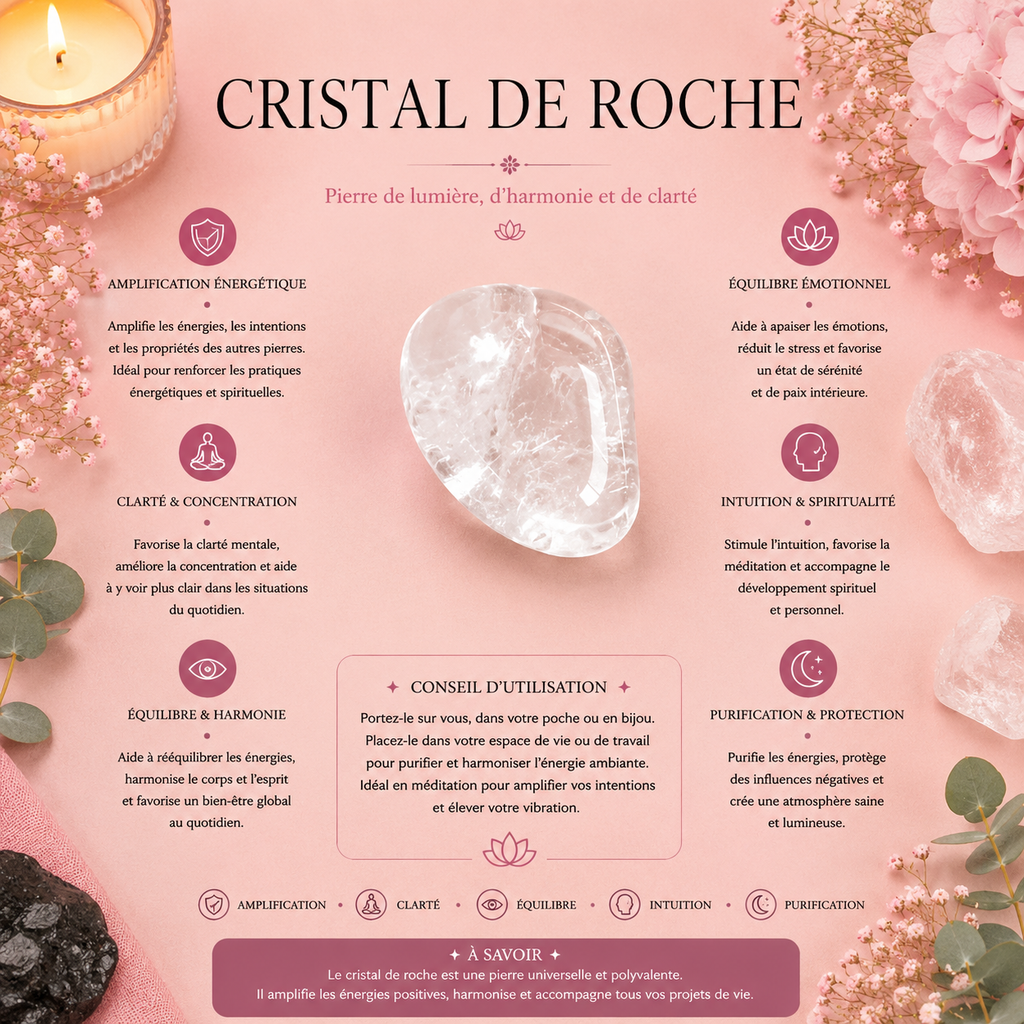 Pierre roulée Cristal de roche - Taille L