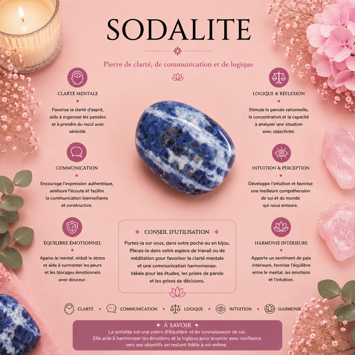 Pierre roulée Sodalite - Taille L