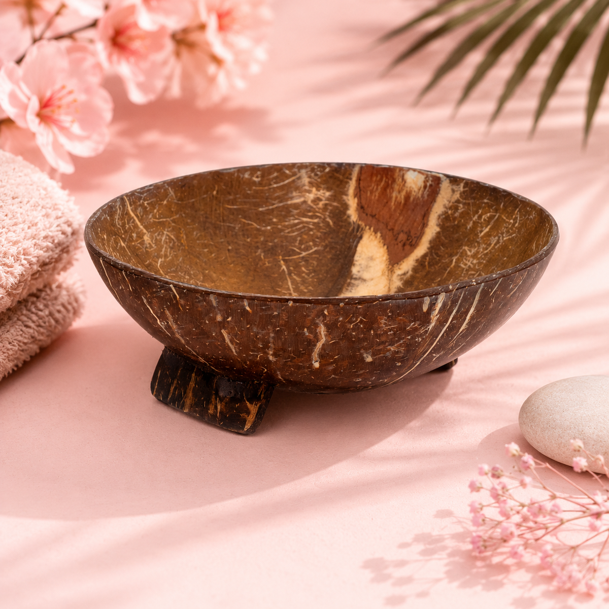 Porte-savon naturel en noix de coco - Rond - 11 cm
