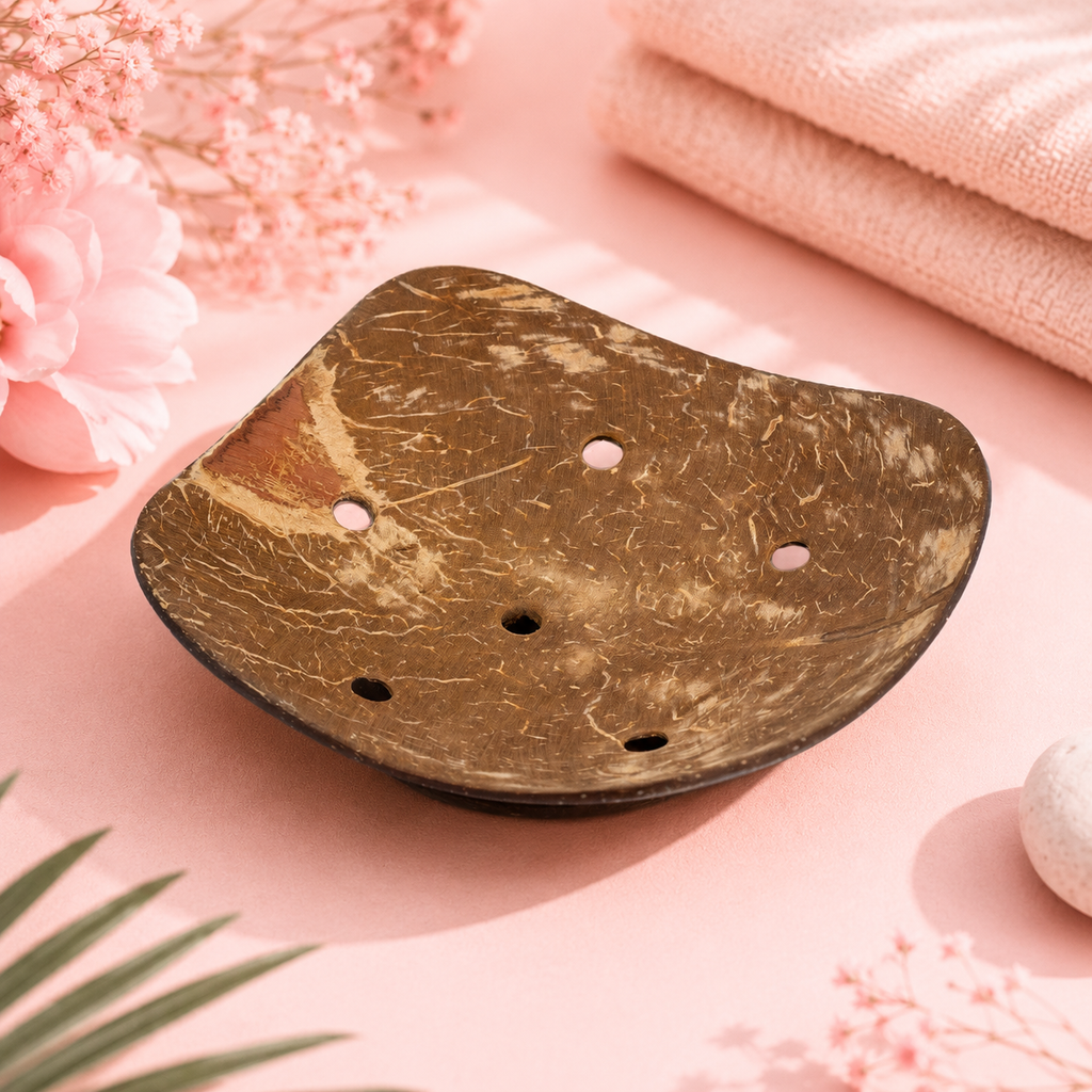 Porte-savon naturel en noix de coco - Carré - 11 cm