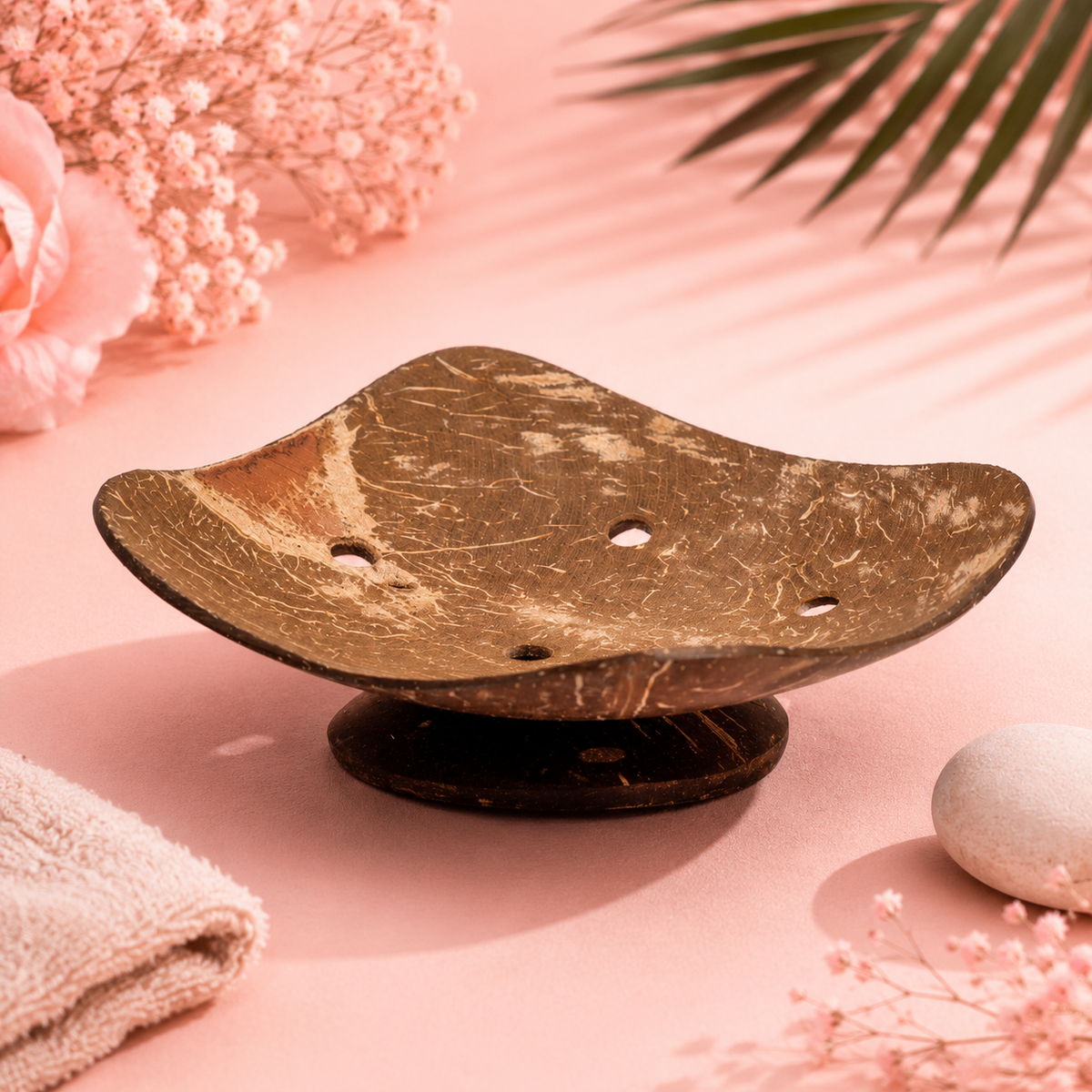 Porte-savon naturel en noix de coco - Carré - 11 cm