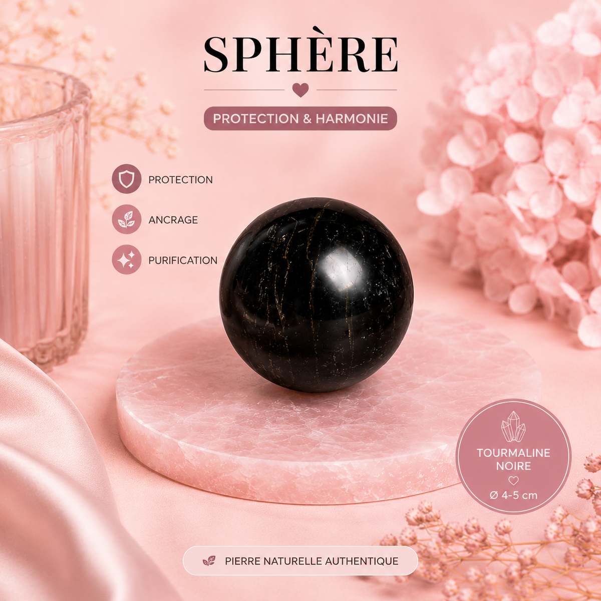 Pierres polies naturelles - TOURMALINE NOIRE
