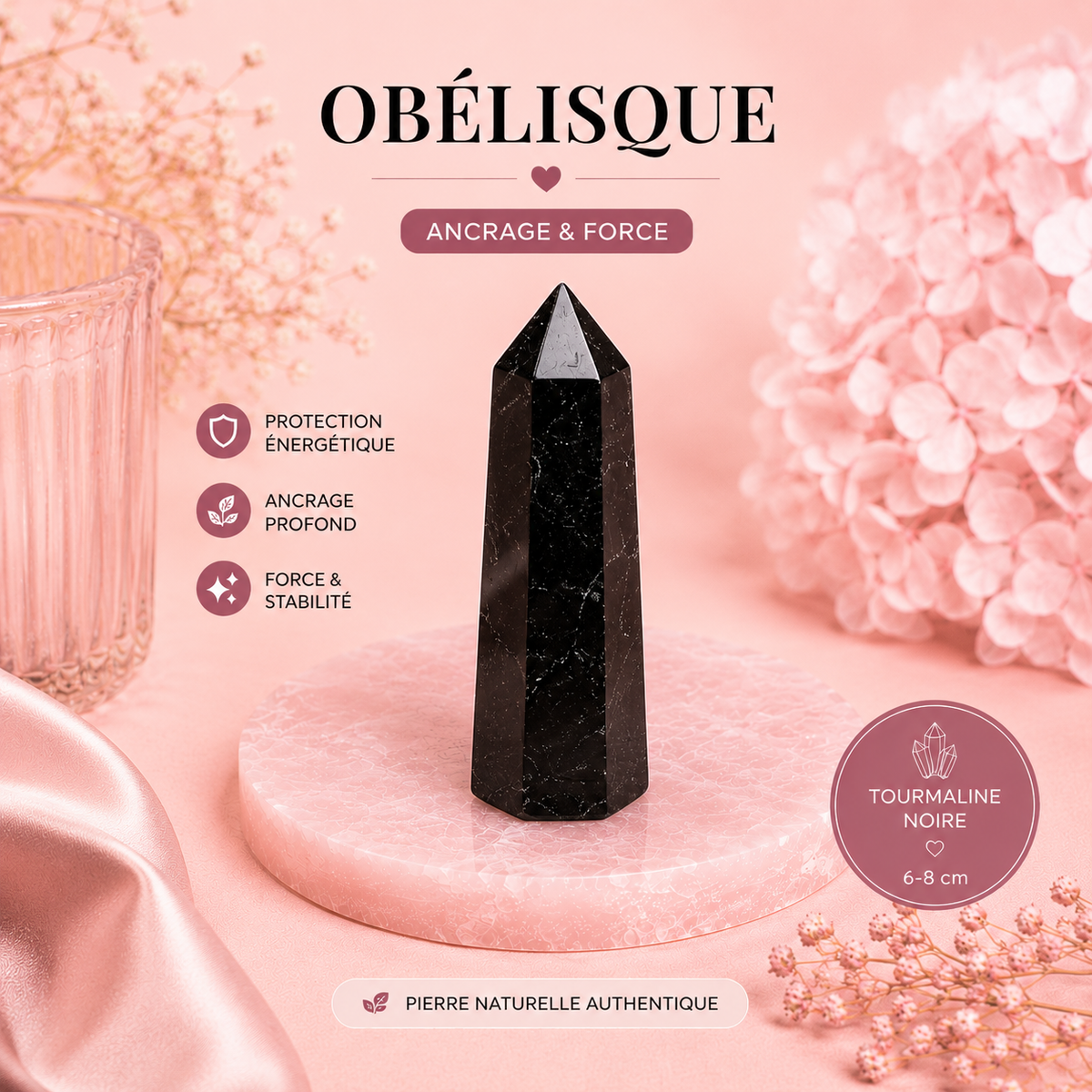 Pierres polies naturelles - TOURMALINE NOIRE