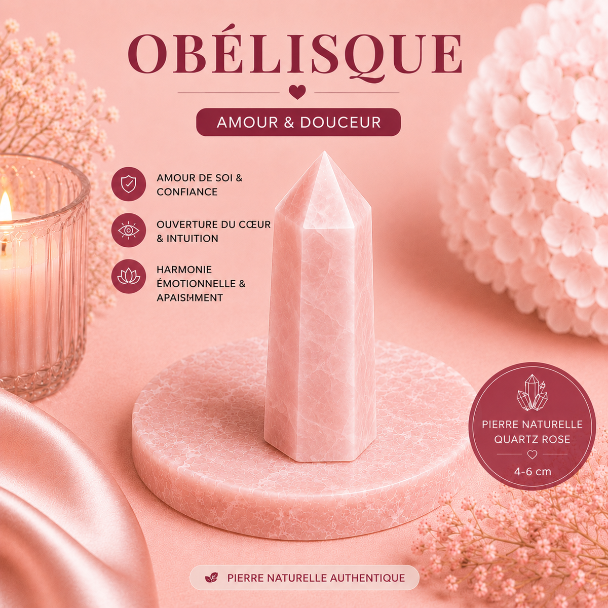 Pierres polies naturelles - QUARTZ ROSE