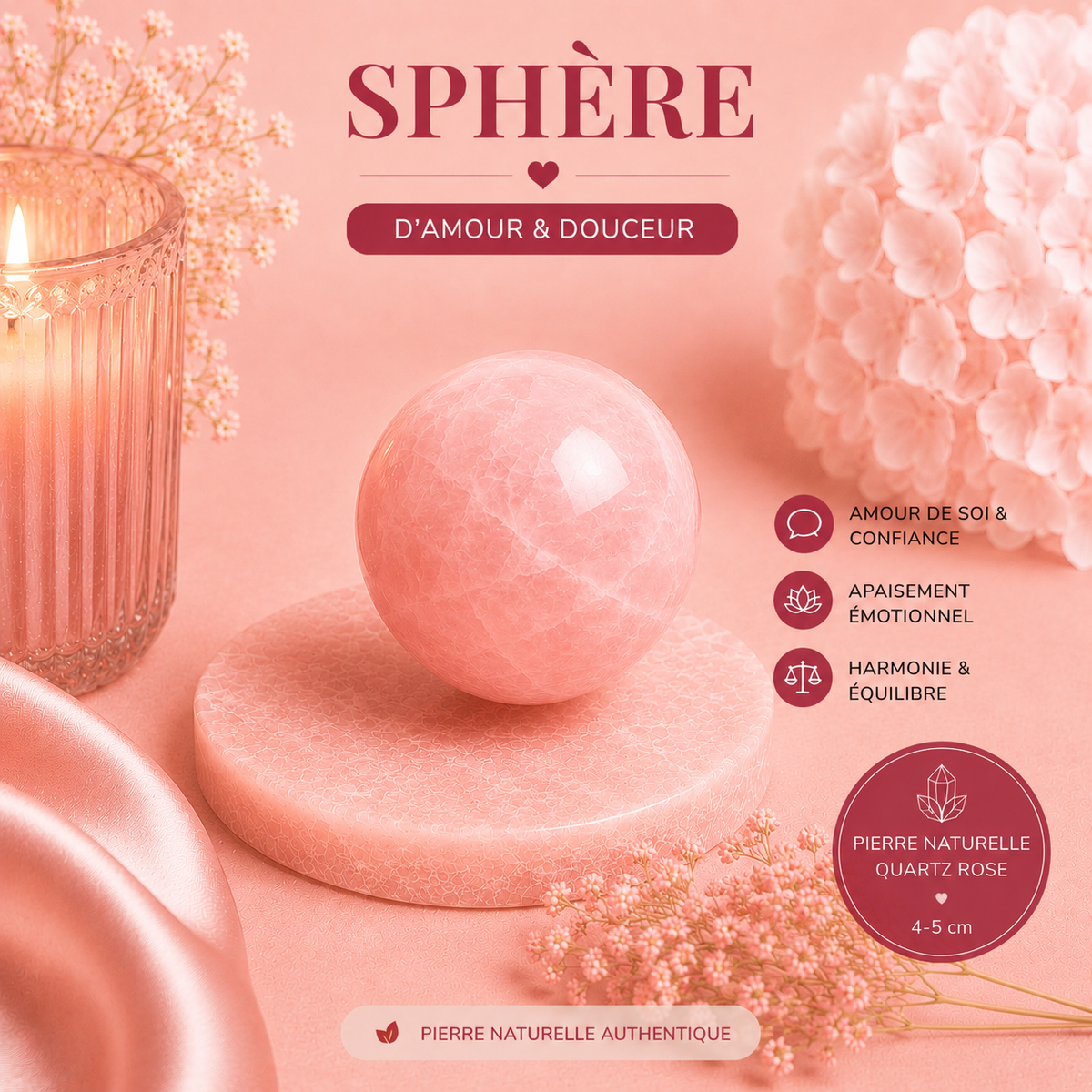 Pierres polies naturelles - QUARTZ ROSE
