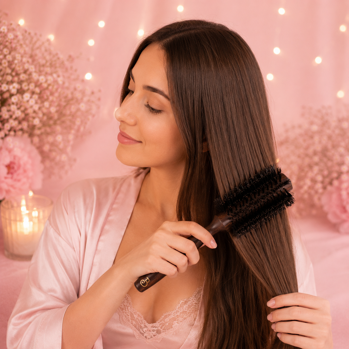 Brosse brushing avec poils de sanglier (65 mm)