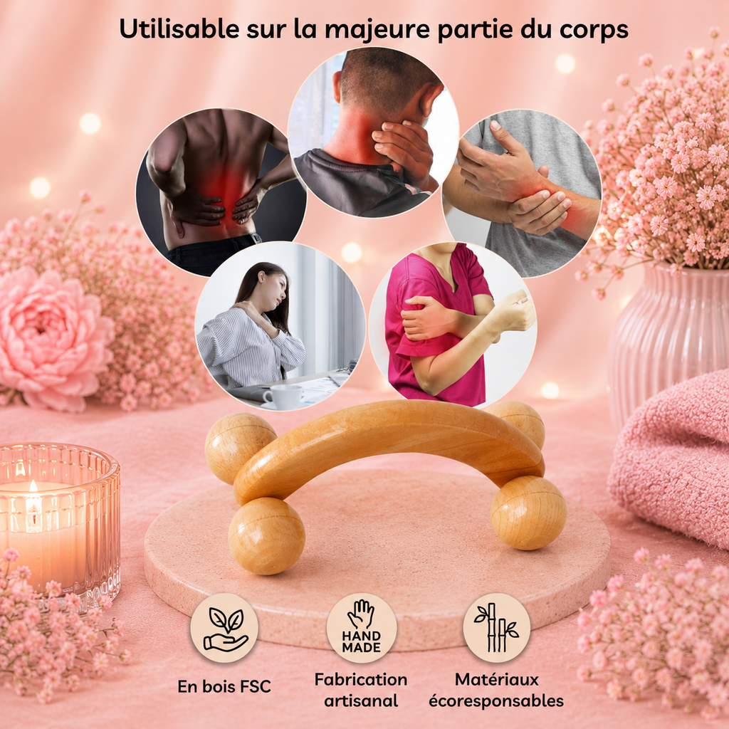 Roue de massage en bois – Masseur rouleau anti-cellulite