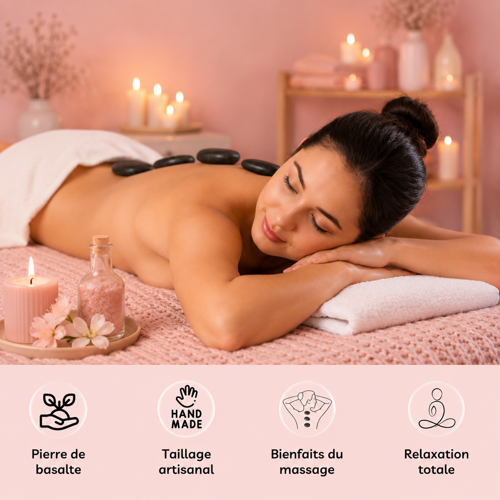 Set de 5 pierres chaudes de massage en basalte