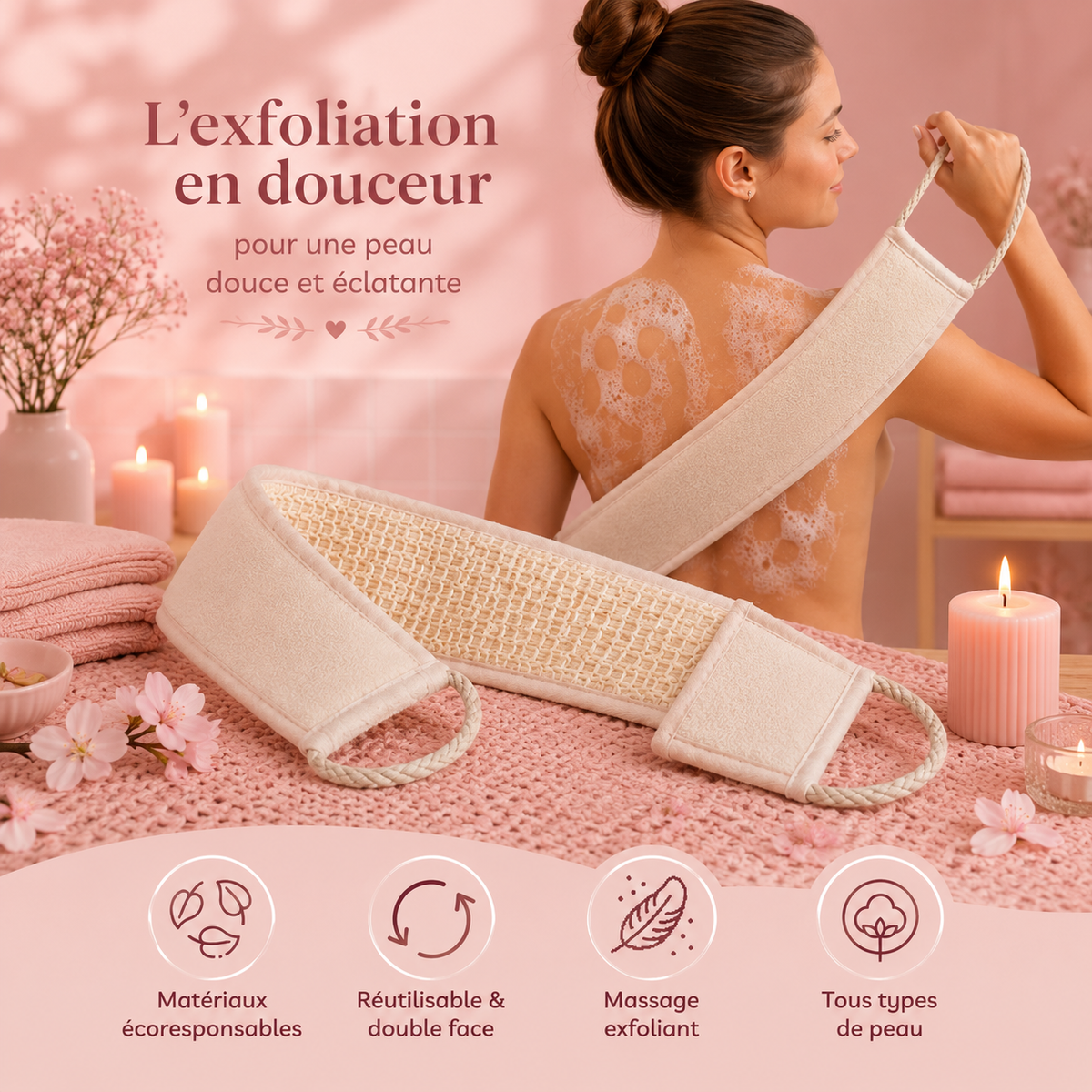 Lanière en crin massage du corps - Contre la peau d'orange