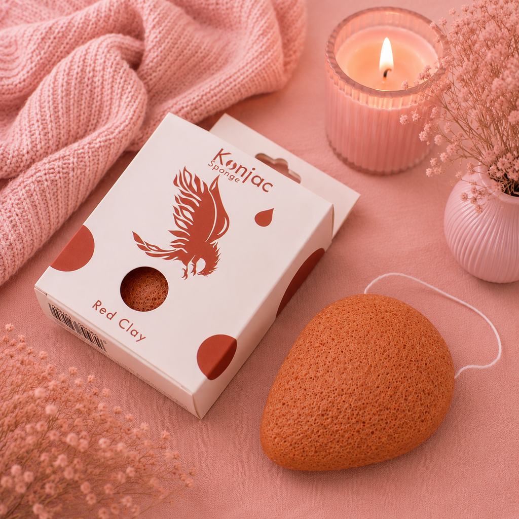 Eponge Konjac - Argile rouge - Rajeunissante