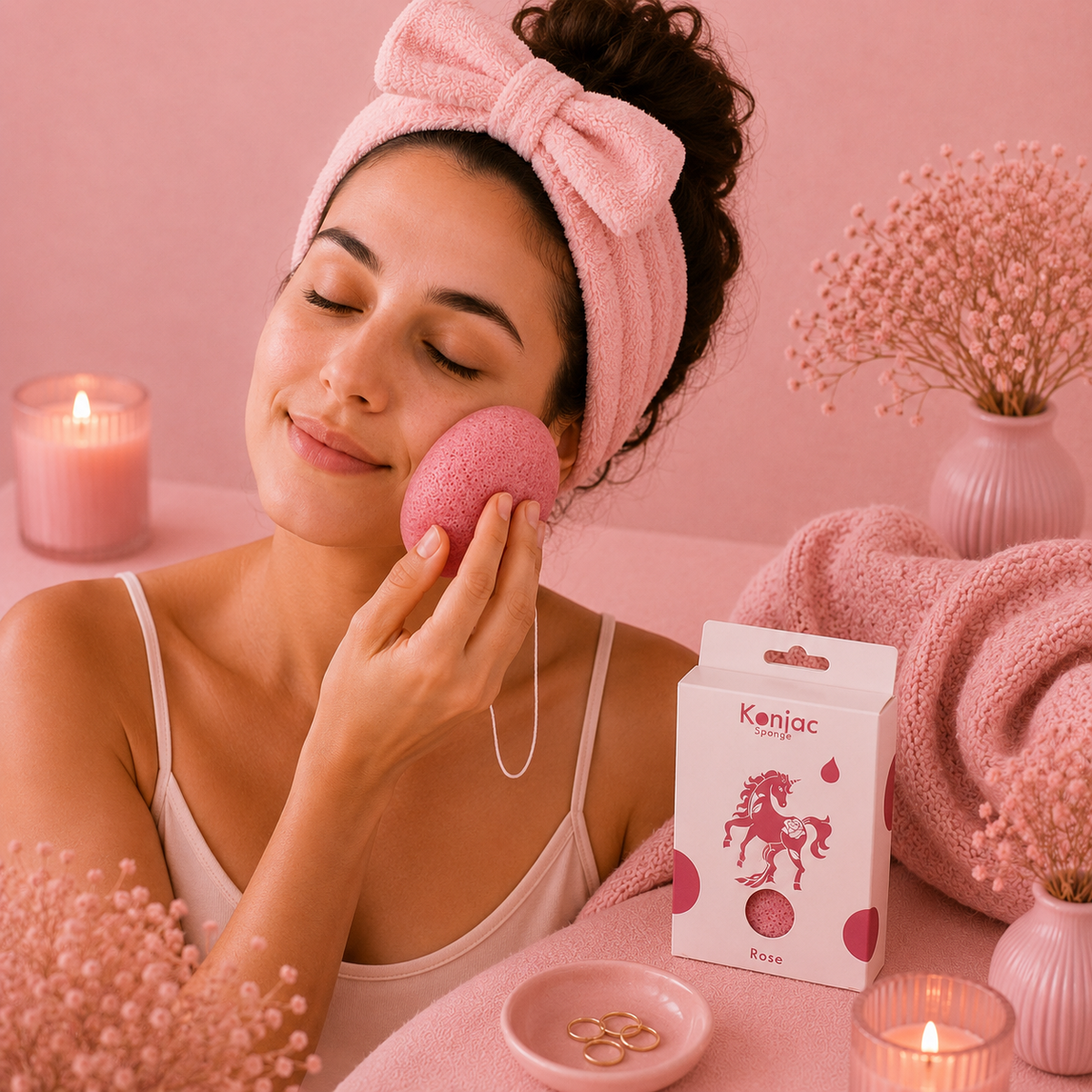 Eponge Konjac - Rose - Anti-âge