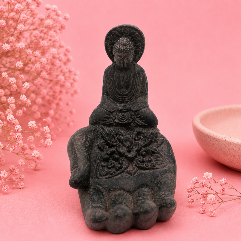 Brûleur d'encens "Main du Bouddha" en pierre - Protection & Harmonie