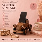 Enceinte voiture vintage classique avec support téléphone - Bluetooth - 5 watts