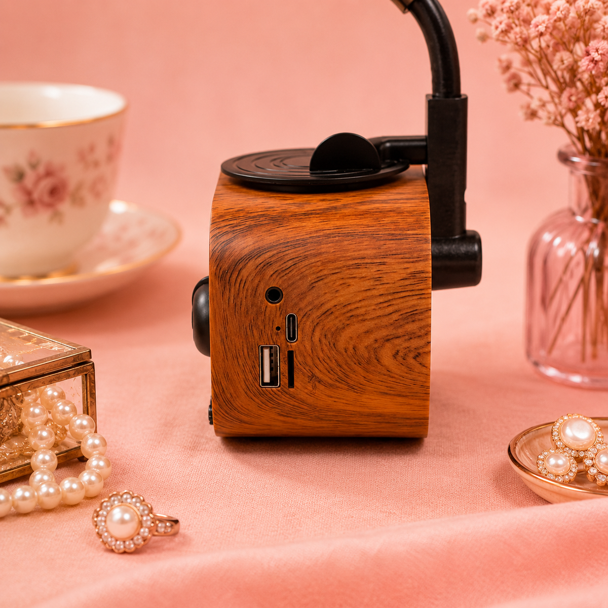 Enceinte Mini gramophone rétro - Bluetooth & Radio FM - 5 watts