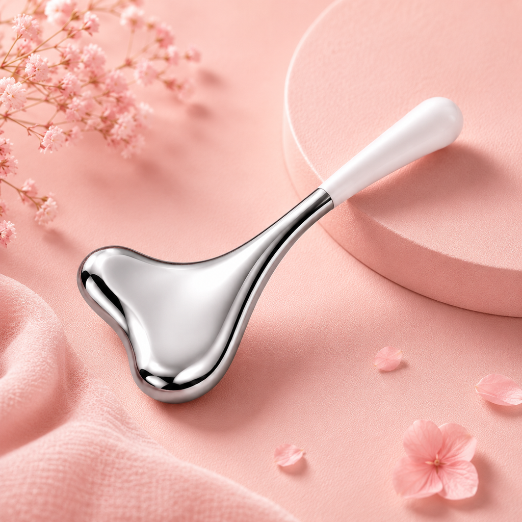Masseur caudal gua sha thermothérapie & cryothérapie - Effet froid - Décongestionne, raffermit, anti-cernes, anti-poches