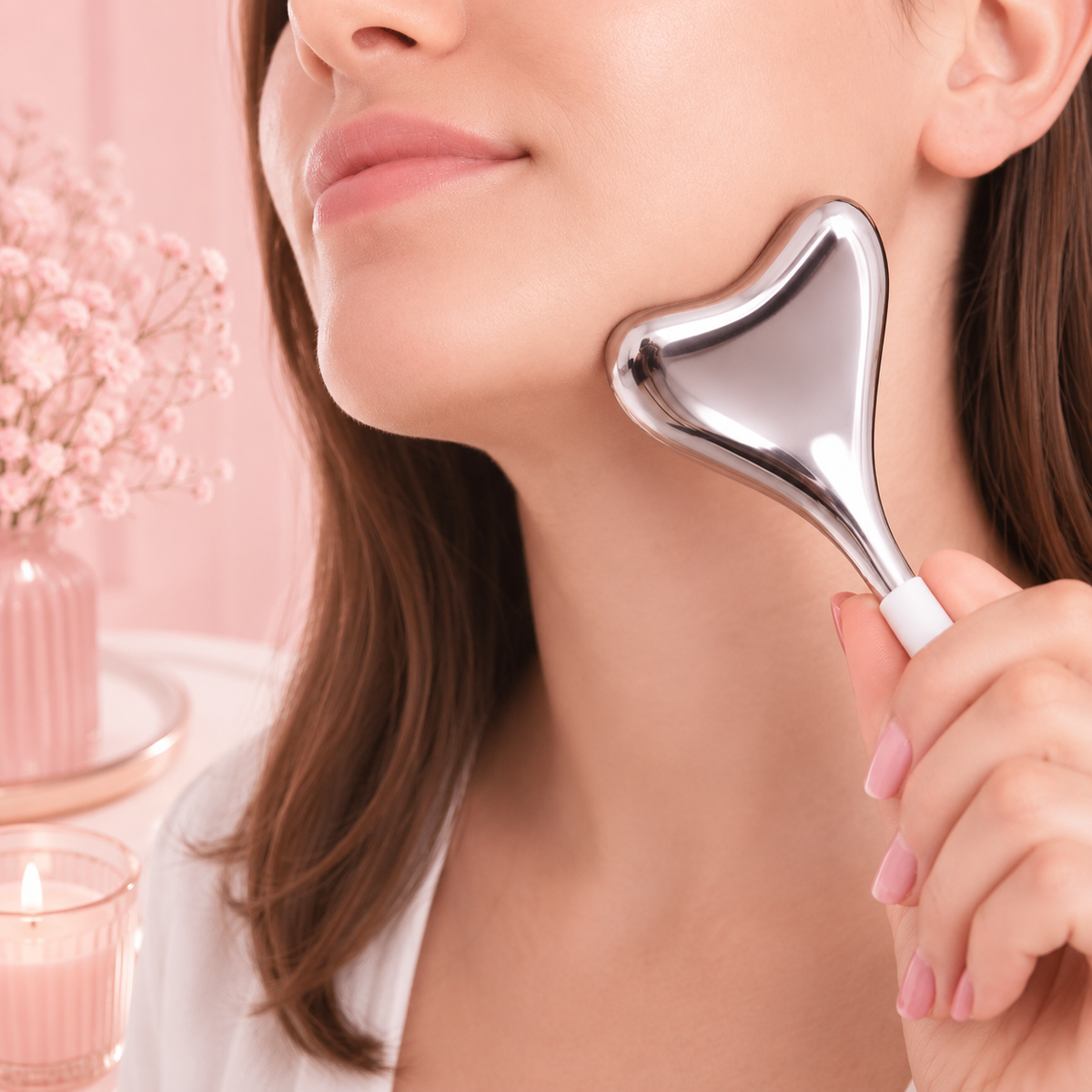 Masseur caudal gua sha thermothérapie & cryothérapie - Effet froid - Décongestionne, raffermit, anti-cernes, anti-poches