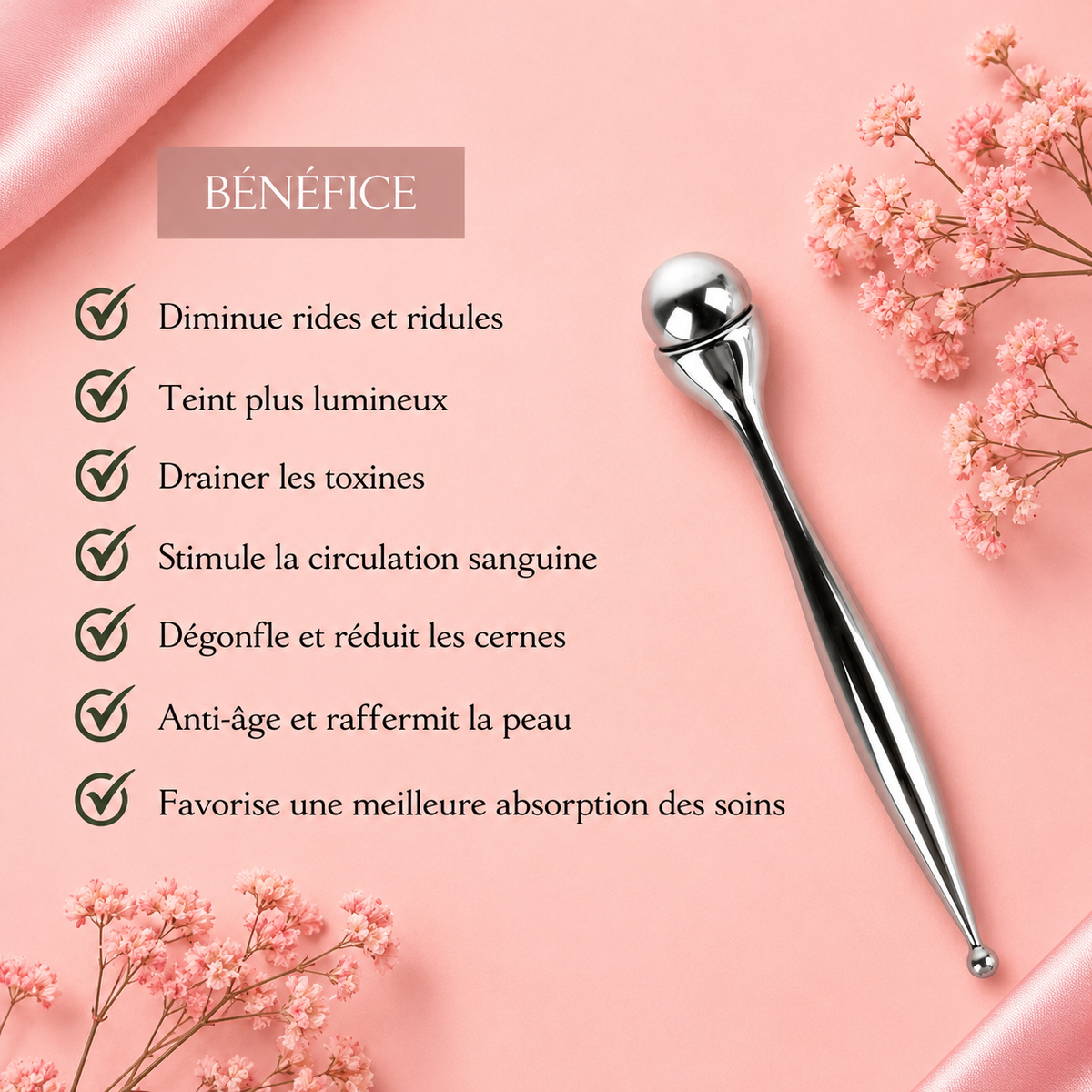 Roller massage EyeRevive360 visage et contour des yeux - Anti-cernes, anti-poches