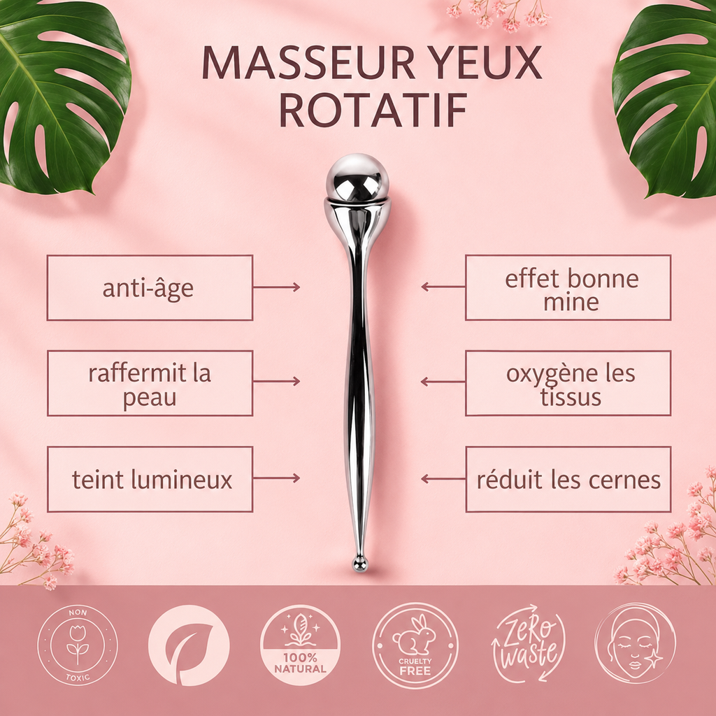 Roller massage EyeRevive360 visage et contour des yeux - Anti-cernes, anti-poches