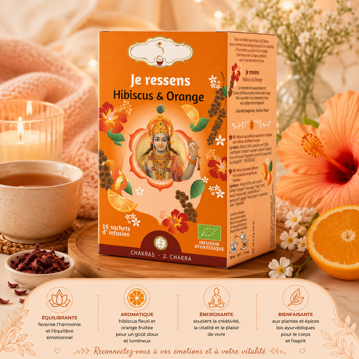 Tisane matinale "JE RESSENS" - Éveille les sens, inspire la créativité, l'imagination et la passion - 2e chakra