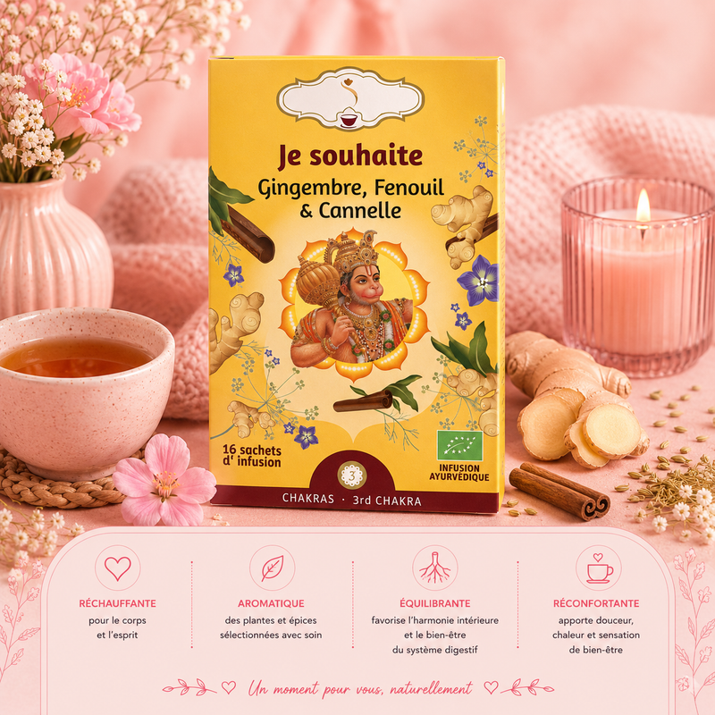 Tisane matinale "JE SOUHAITE" - Moment de détente après repas - 3e chakra