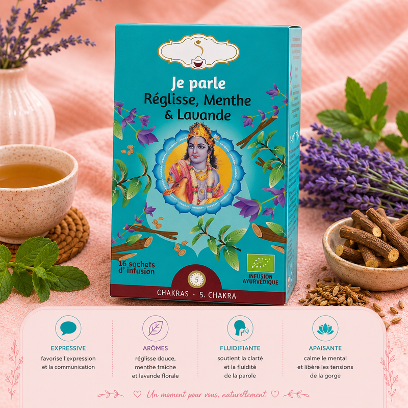 Tisane matinale "JE PARLE" - Moment de détente et de stabilité - 5e chakra