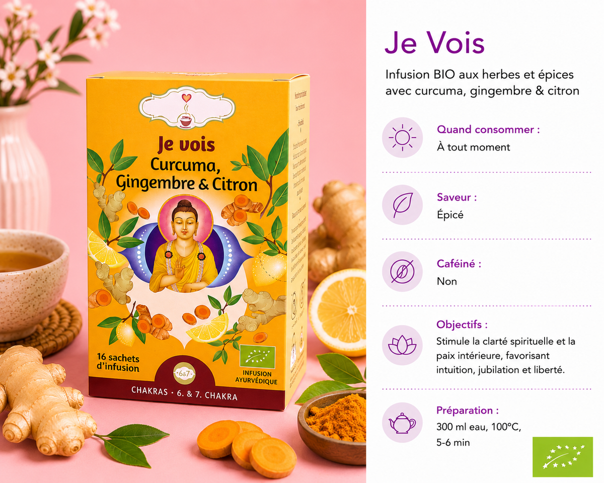 Tisane matinale "JE VOIS" - Favorise la clarté spirituelle et la paix intérieure - 6e & 7e chakra