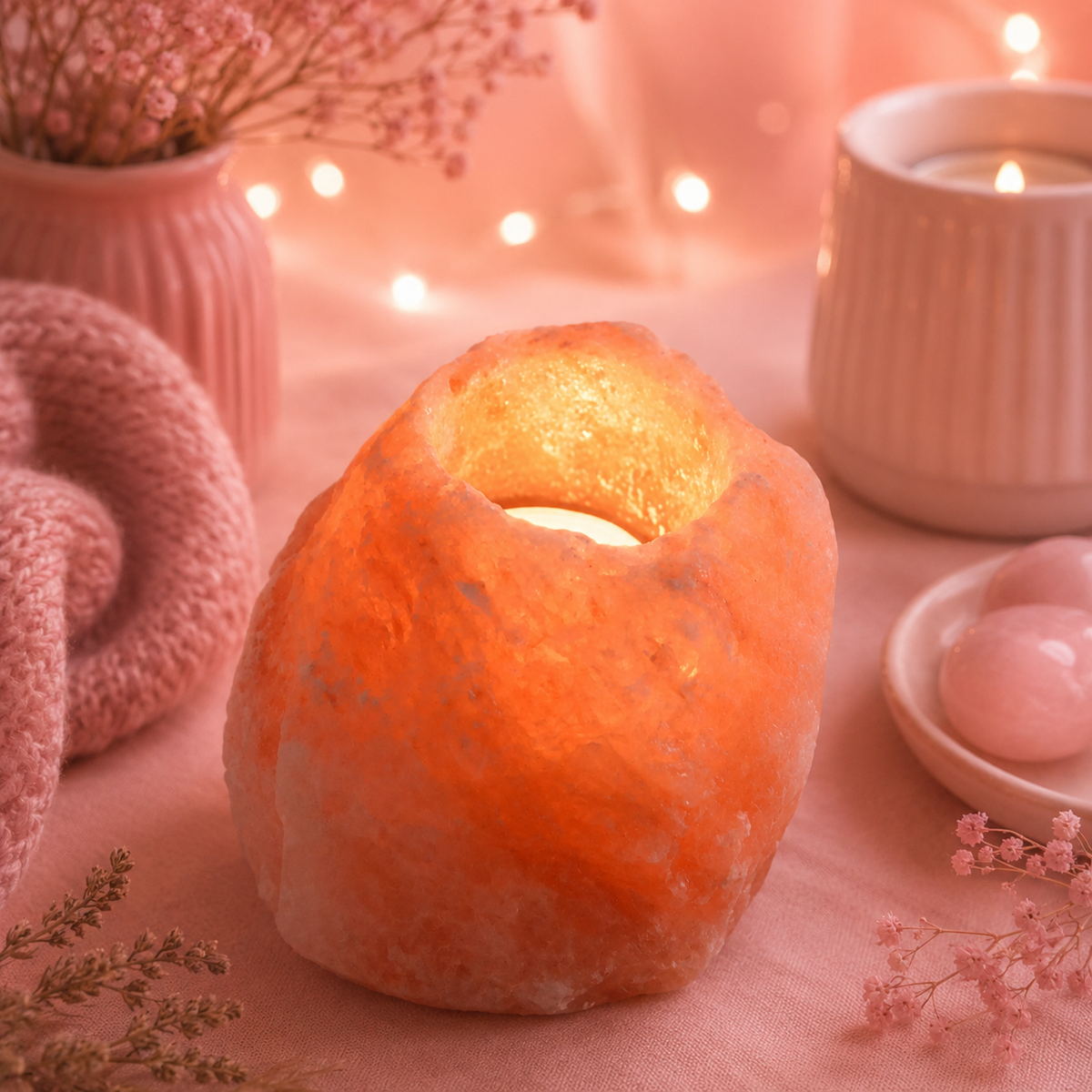 Bougeoir de sel de l'Himalaya pour bougie chauffe-plat - 500 g