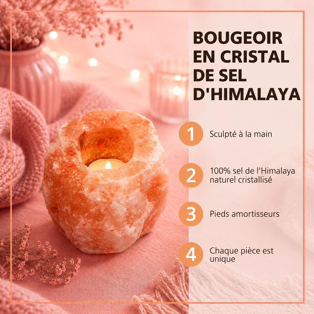Bougeoir de sel de l'Himalaya pour bougie chauffe-plat - 500 g