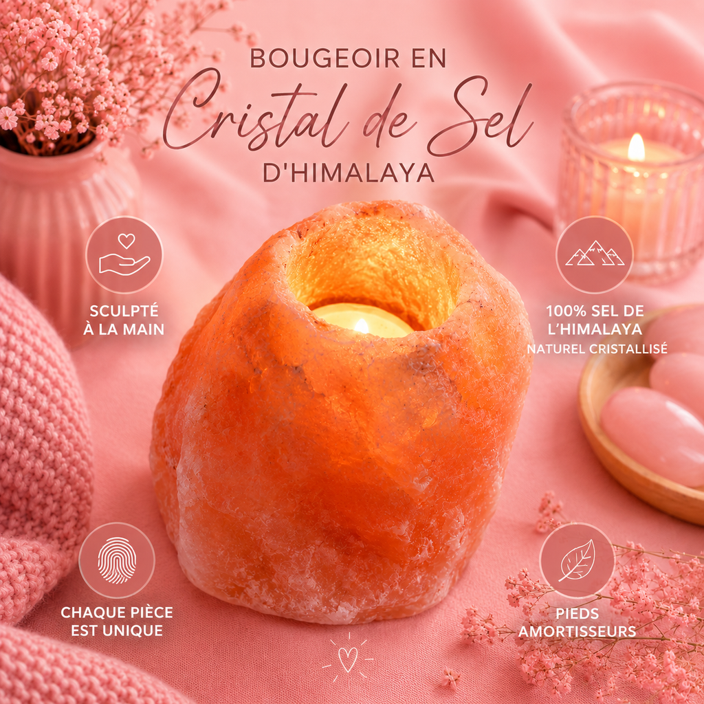 Bougeoir de sel de l'Himalaya pour bougie chauffe-plat - 500 g