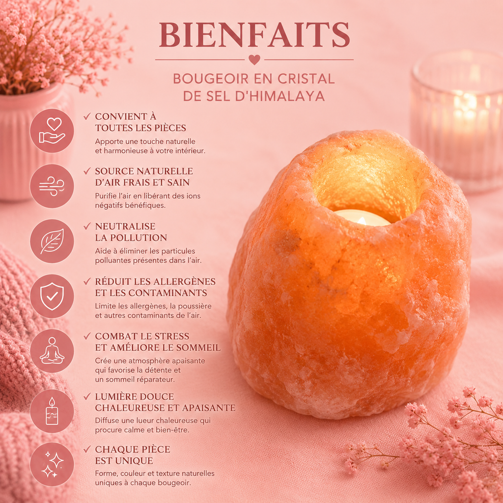 Bougeoir de sel de l'Himalaya pour bougie chauffe-plat - 500 g