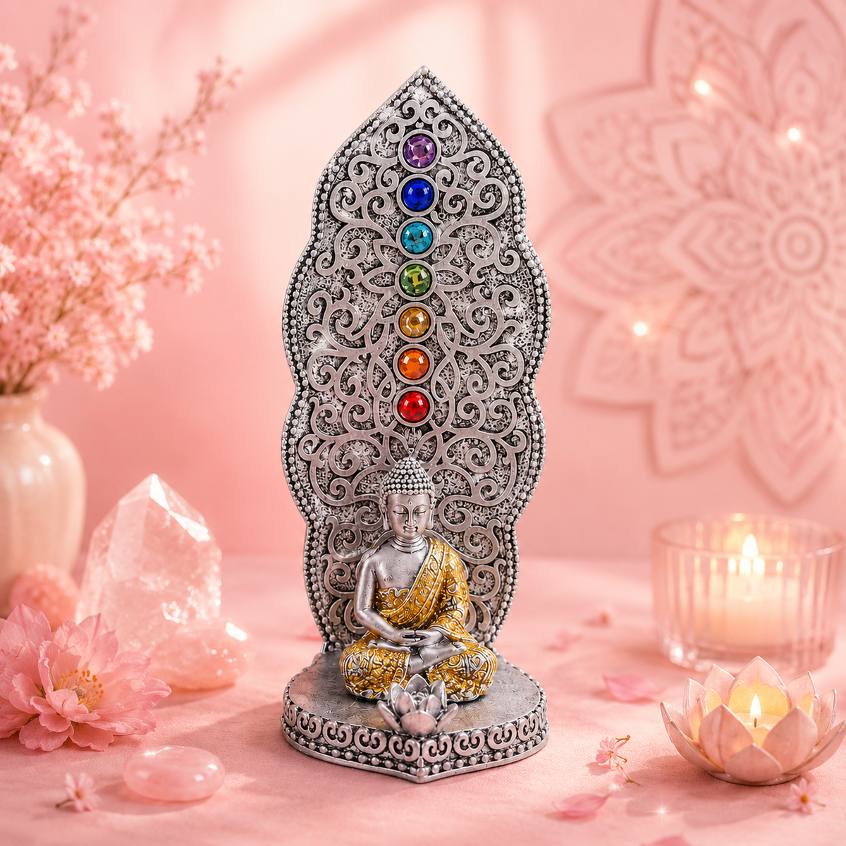 Porte-Encens Bouddha Chakras – Doré ou Argenté
