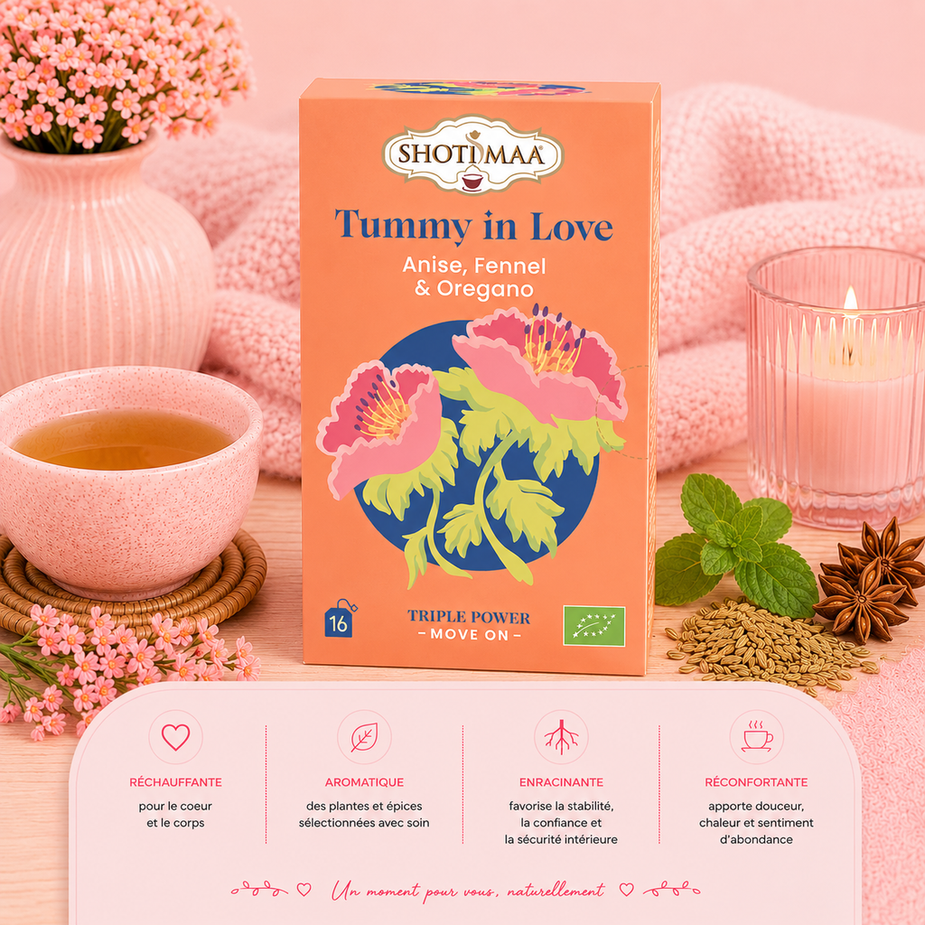 Tisane "TUMMY IN LOVE" - Digestive, réconfortante, apaise le ventre, favorise la digestion et apporte chaleur et légèreté