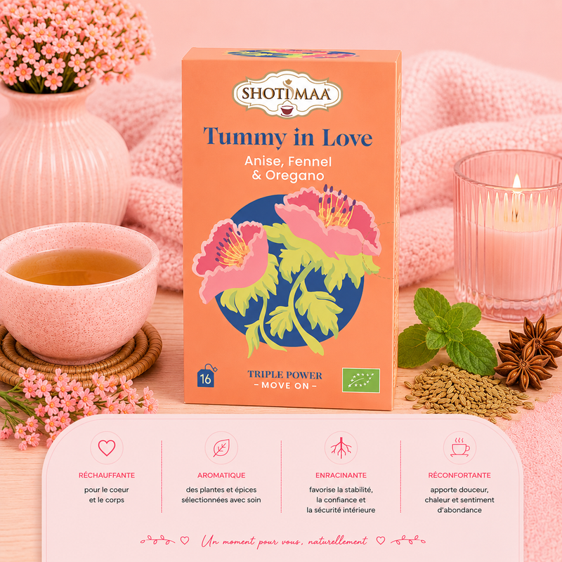 Tisane "TUMMY IN LOVE" - Digestive, réconfortante, apaise le ventre, favorise la digestion et apporte chaleur et légèreté