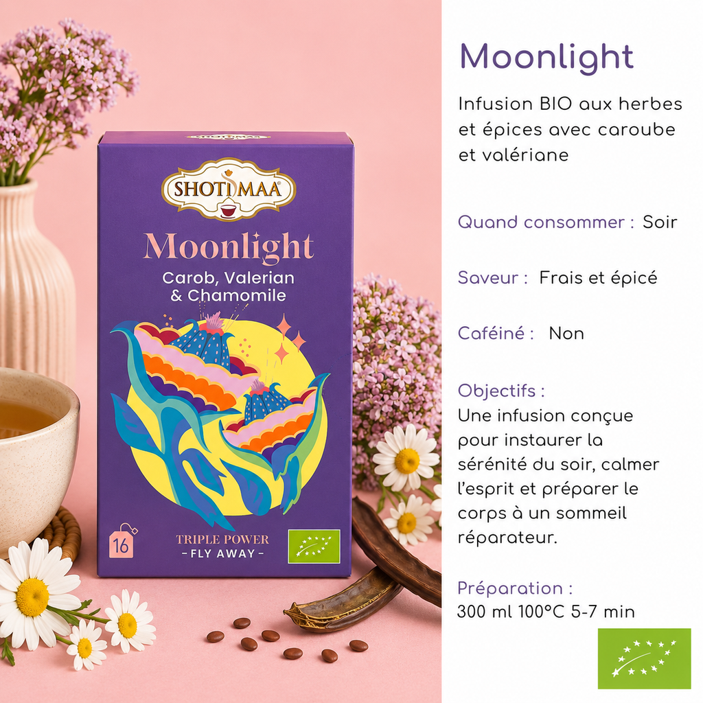Tisane "MOONLIGHT" - Calmer l'esprit, se détendre & favoriser un sommeil paisible