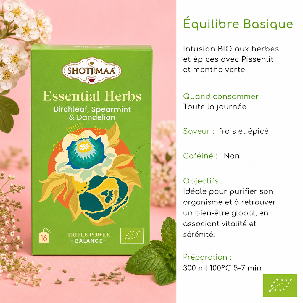 Tisane "ÉQUILIBRE BASIQUE" - Purifier l'organisme et retrouver harmonie et bien-être au quotidien