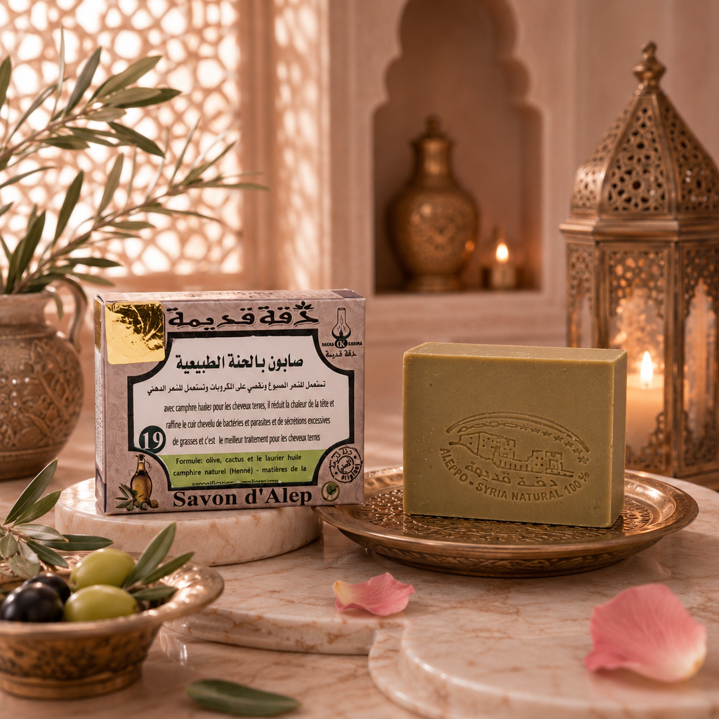Savon d'Alep n° 19 - CACTUS & CAMPHRE - Anti-poux, cheveux gras et teints - 100 g