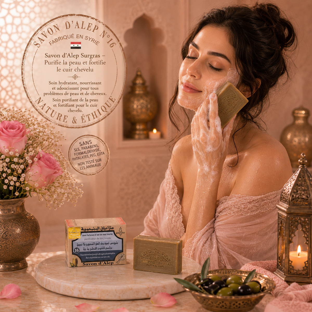 Savon d'Alep n° 16 - BOUE ET SEL DE LA MER MORTE - 100 g