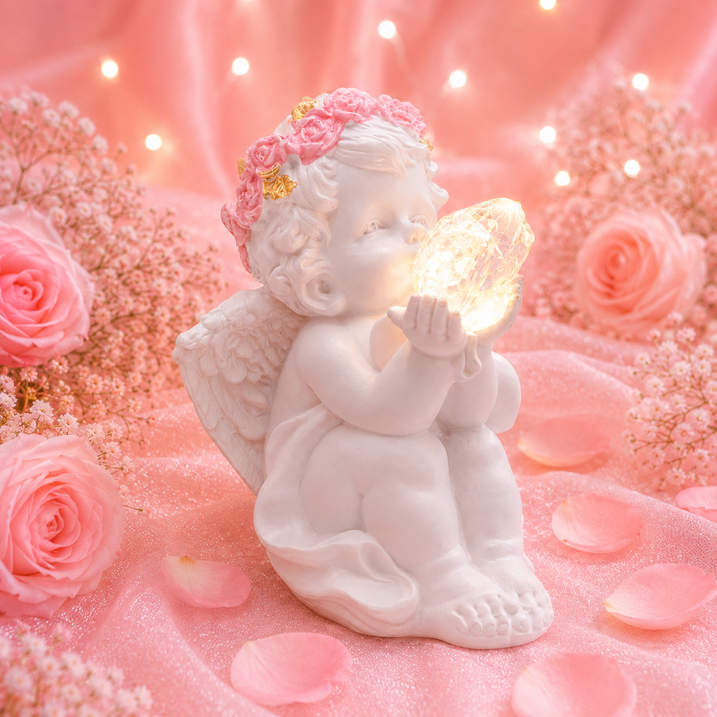 Ange lumineux à la couronne de rose