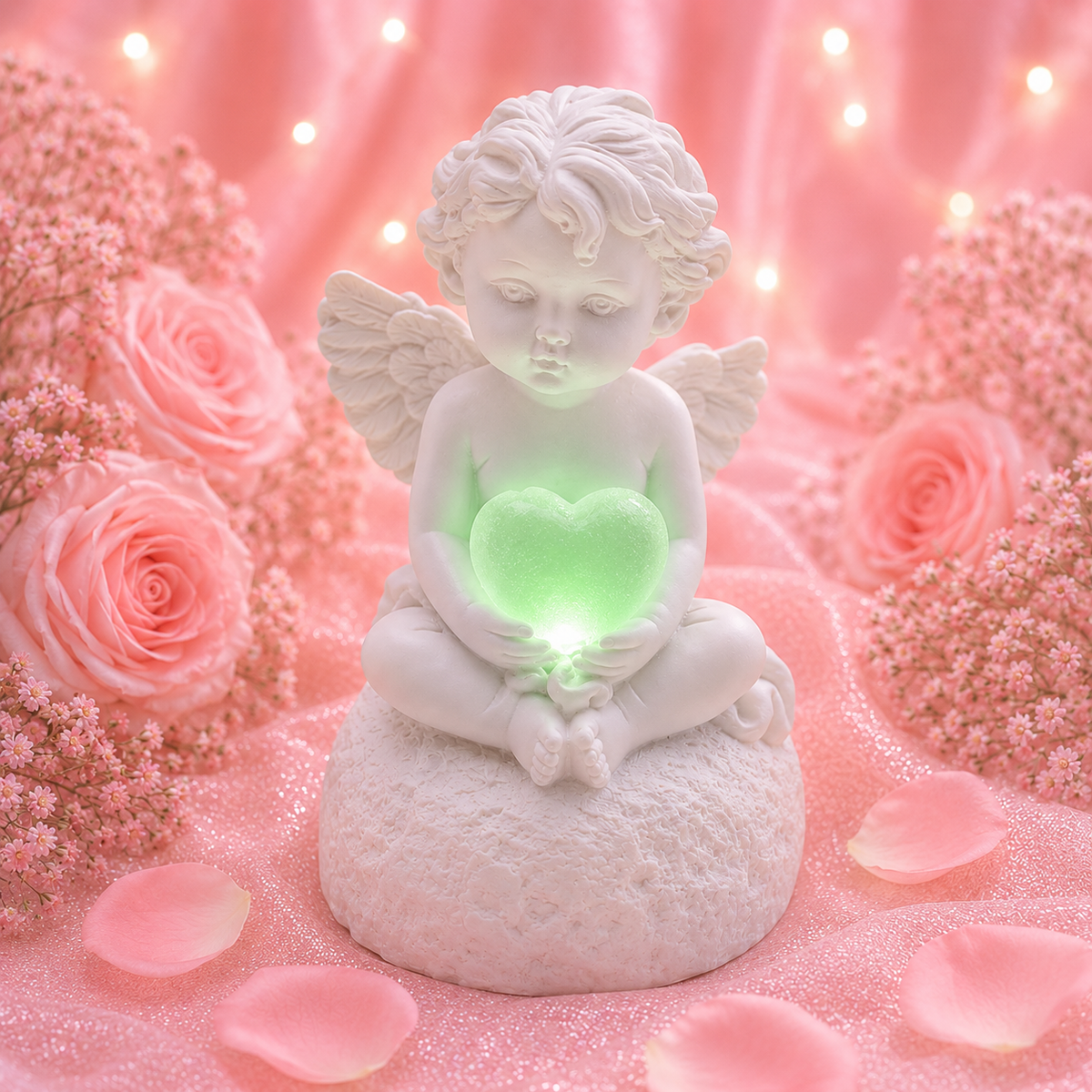 Ange protecteur lumineux - Cœur vert lumière