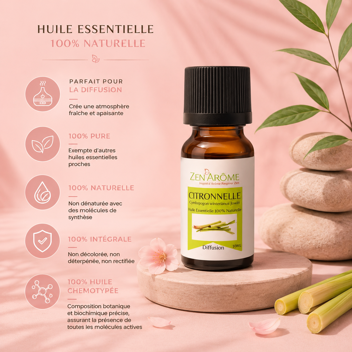 Huile essentielle - CITRONNELLE - 10 ml