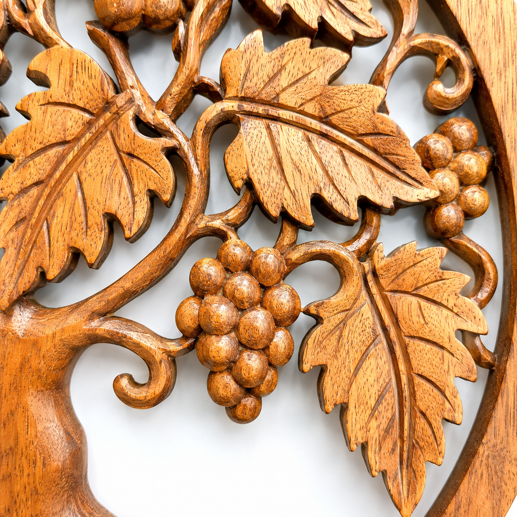 Panneau décoratif en bois sculpté balinais - Arbre de vie (3 variantes)