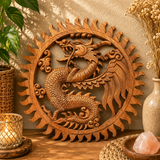Panneau décoratif en bois sculpté balinais - Dragon (40 cm)